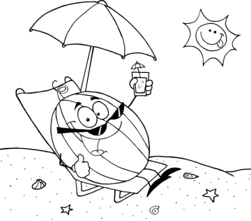 Cartoon Watermelon Coloring Pages Free
